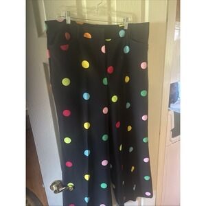 New York & Company Dress Pants Black With Multicolor Polka Dots Wide Leg XXL